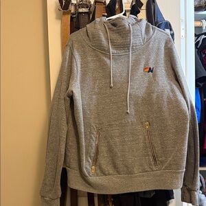 Aviator Nation Gray Hoodie with Logo and Gold Accents